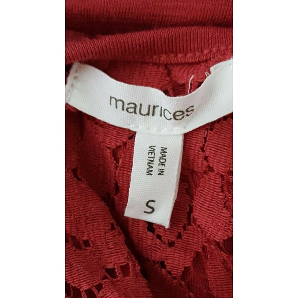 Maurice's Women's Top Small Dusty Rose Pink Crossover Crinkled Lace Detail - Picture 7 of 7